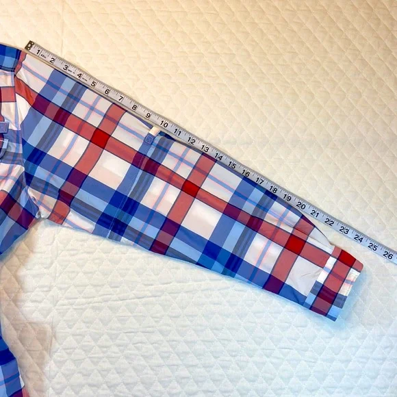 Columbia Super Bahama PFG Button Up. Large. Red, Blue & White Plaid. NWOT. - Picture 6 of 10